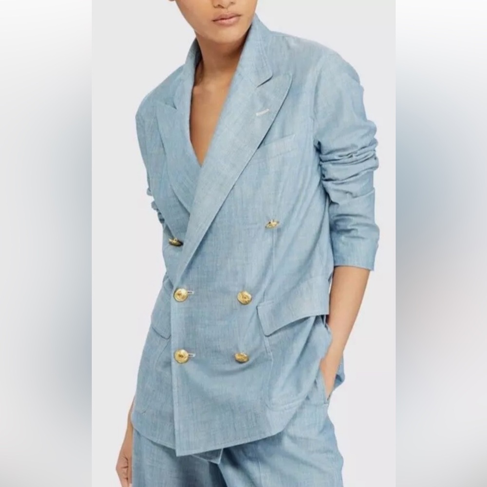 Ralph Lauren Suit Set Chambray Dbl. Breasted Lightweight